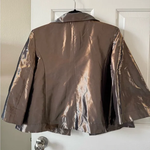 #333-9 Badgley Mischka 3 Pc Suit Bronze 8 skirt Straight, Jacket Open Front NWOT - Picture 12 of 16
